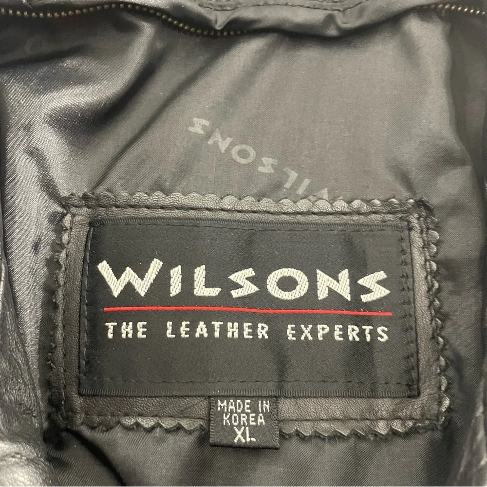 Wilsons Leather Motorcycle Jacket Vintage Black Leather Biker Bomber Jacket XL - Picture 4 of 15